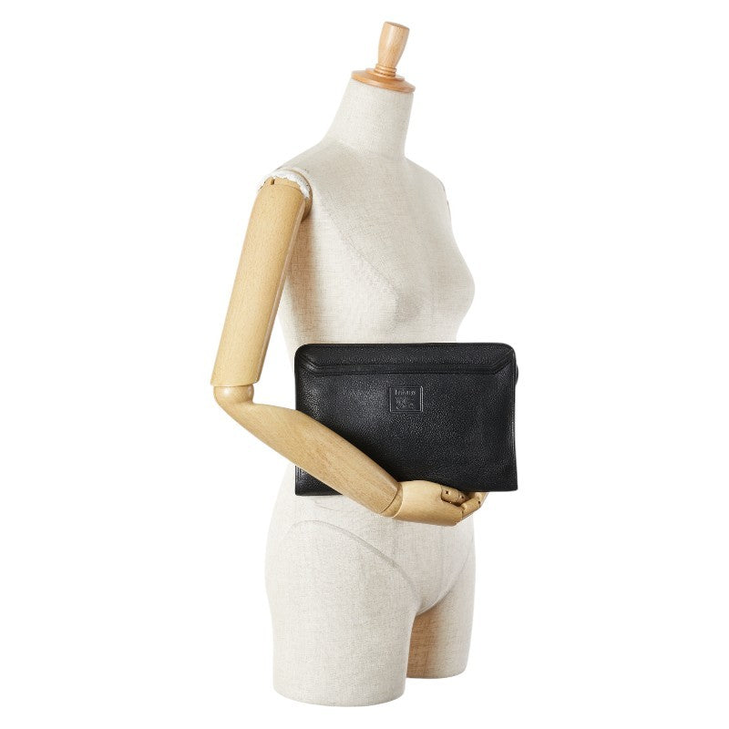 BURBERRY Clutch Bag Second Bag Nova Check Leather Black Authentic