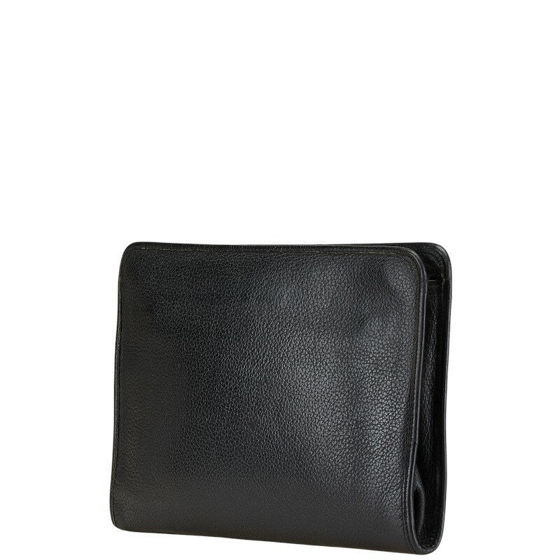 BURBERRY Clutch Bag Second Bag Nova Check Leather Black Authentic