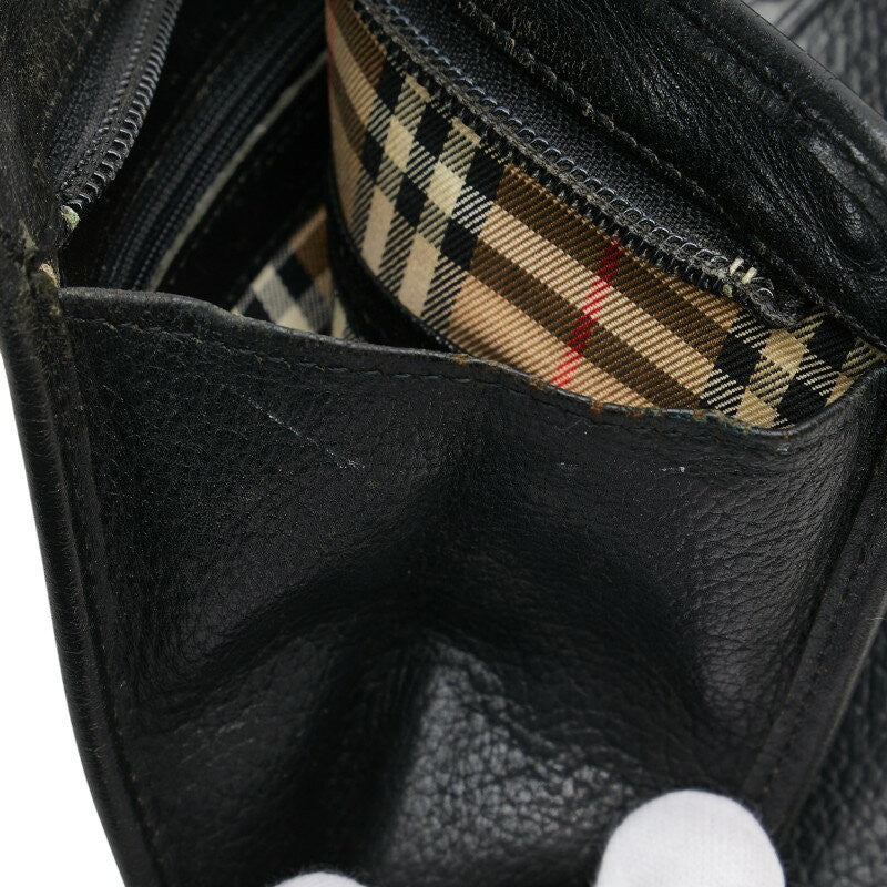 BURBERRY Clutch Bag Second Bag Nova Check Leather Black Authentic