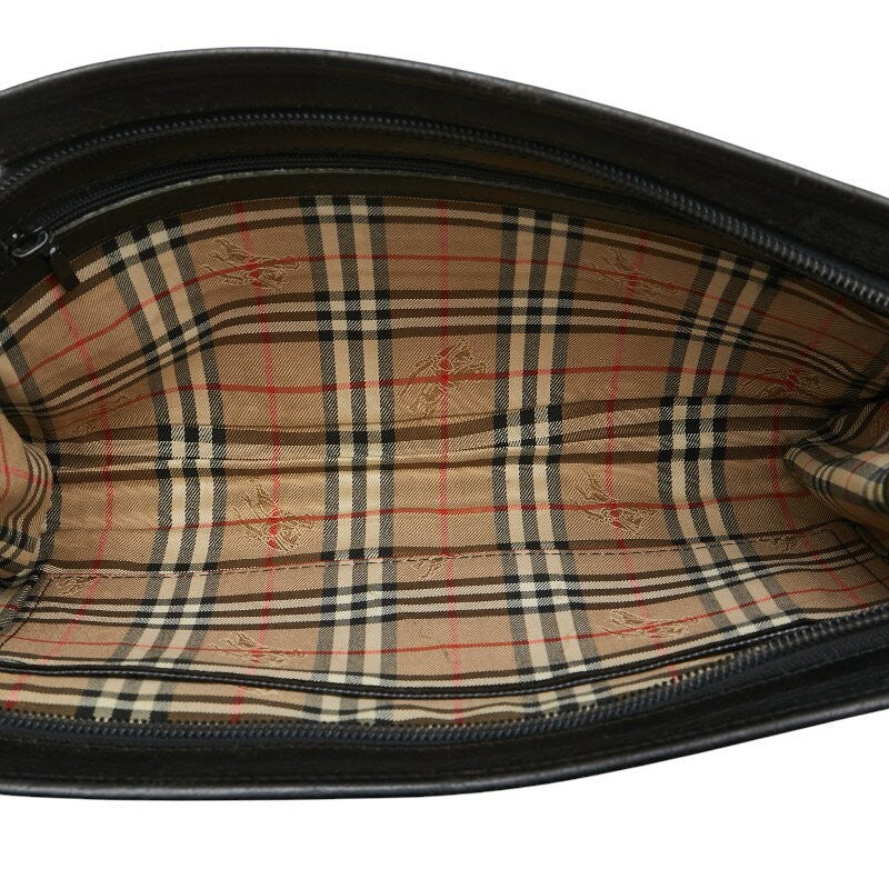 BURBERRY Clutch Bag Second Bag Nova Check Leather Black Authentic
