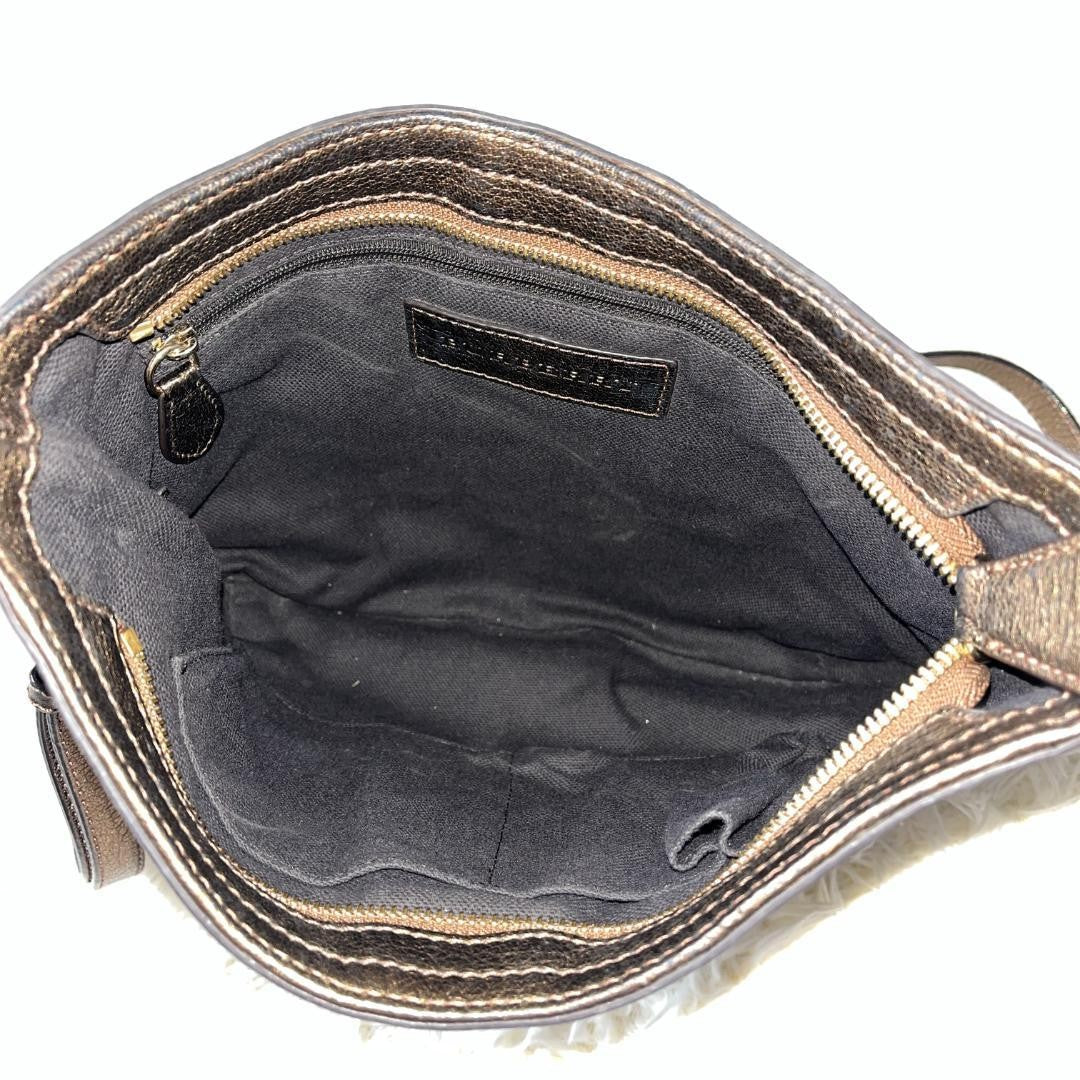 BURBERRY Shoulder Bag Purse Nova Check PVC Leather Beige Authentic