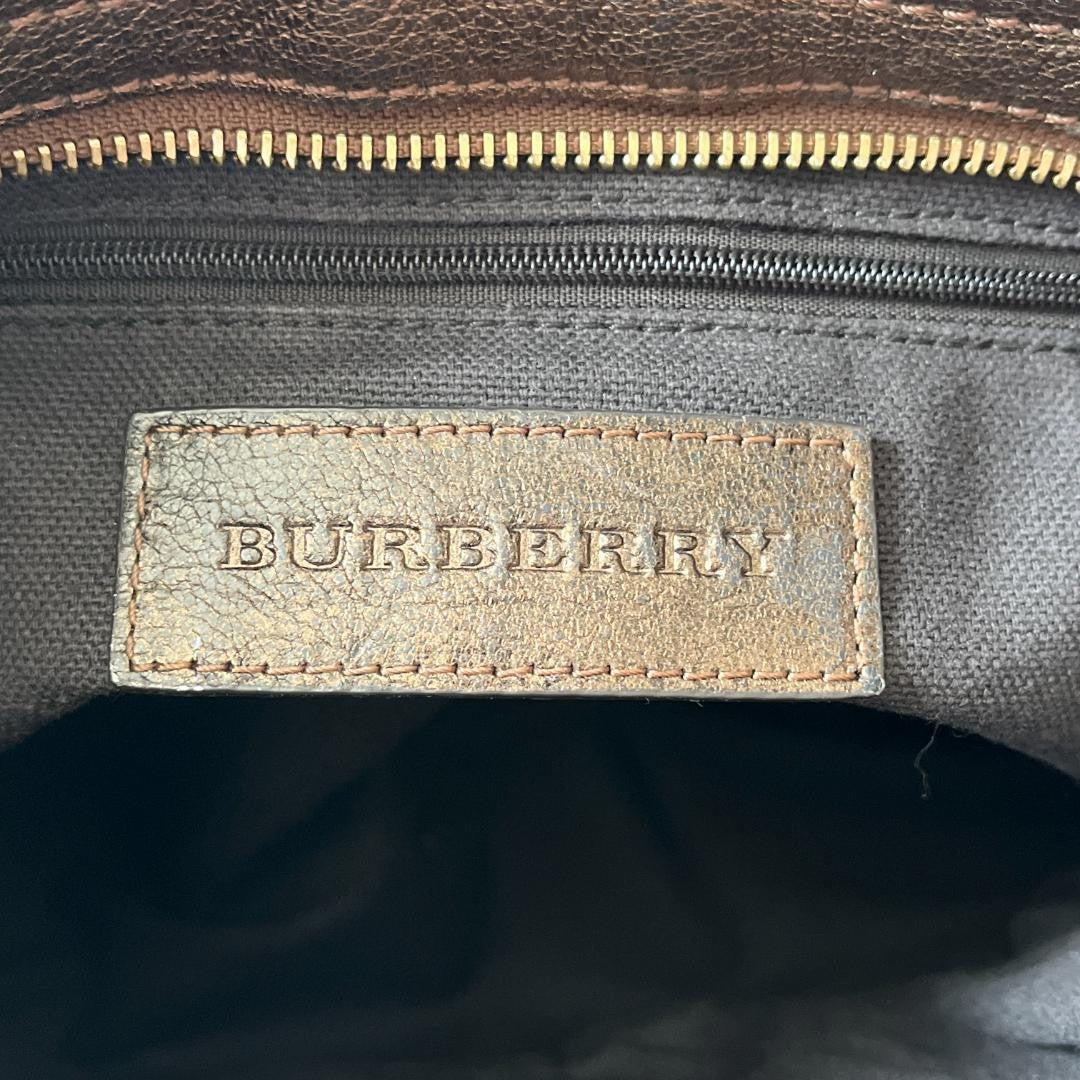 BURBERRY Shoulder Bag Purse Nova Check PVC Leather Beige Authentic