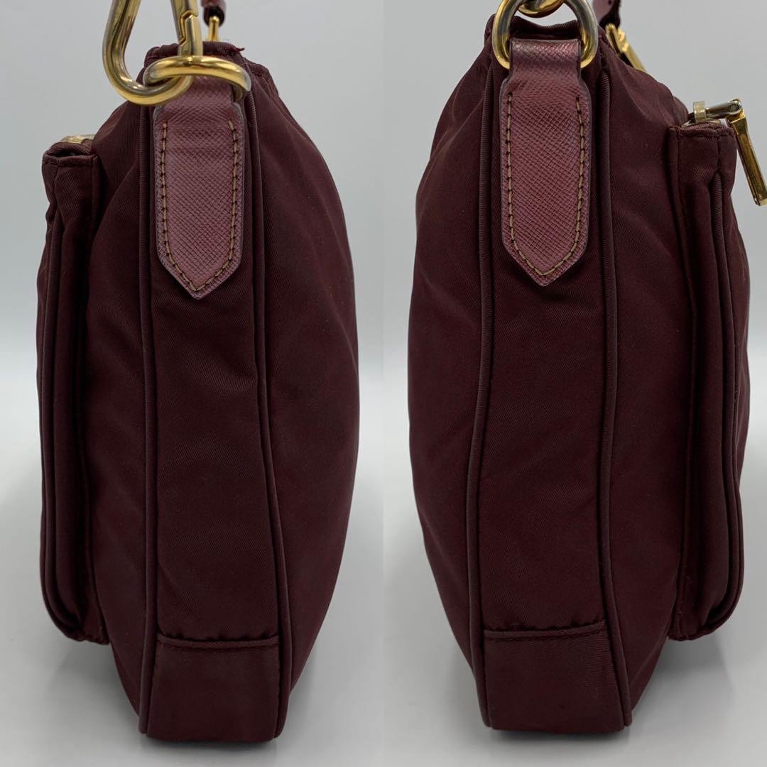 PRADA Shoulder Bag Purse Nylon Bordeaux Authentic