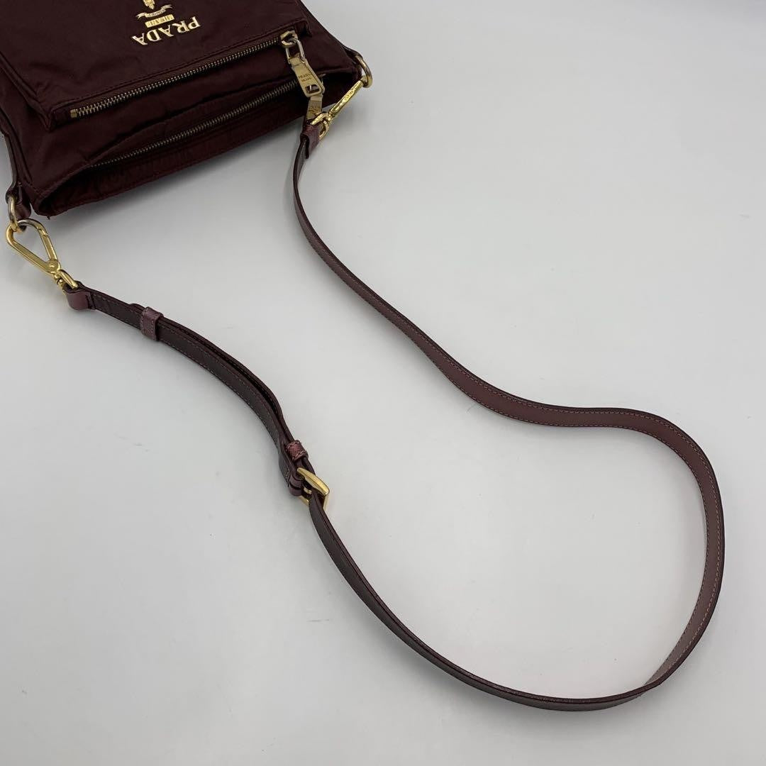 PRADA Shoulder Bag Purse Nylon Bordeaux Authentic