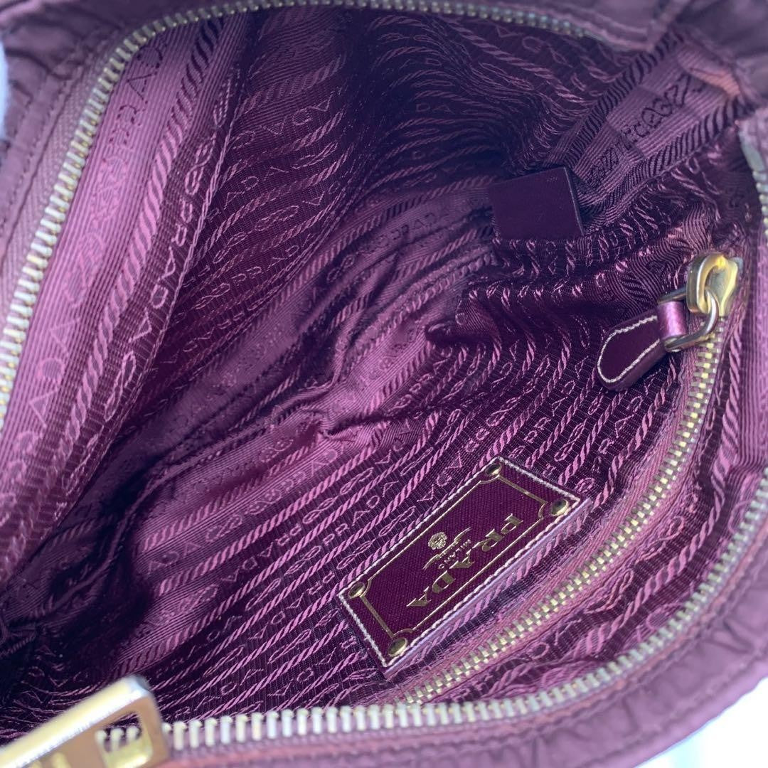PRADA Shoulder Bag Purse Nylon Bordeaux Authentic