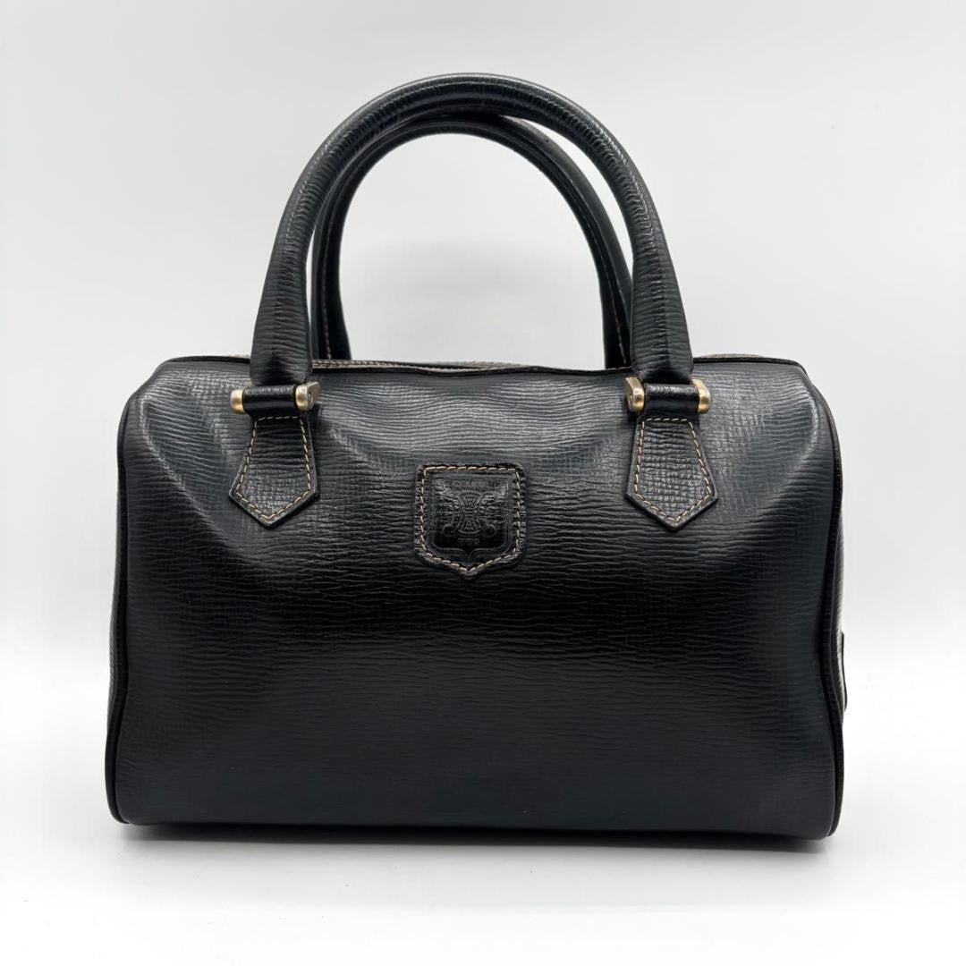 CELINE Hand Bag Tote Purse Mini Boston Bag Macadam Black Authentic