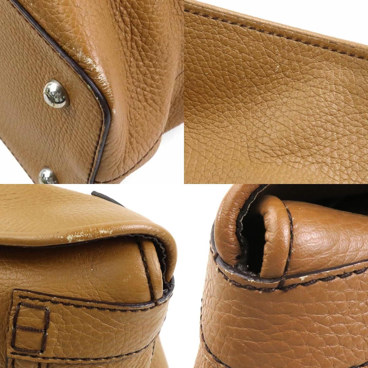 TOD'S Hand Bag Tote Purse Brown Leather Authentic