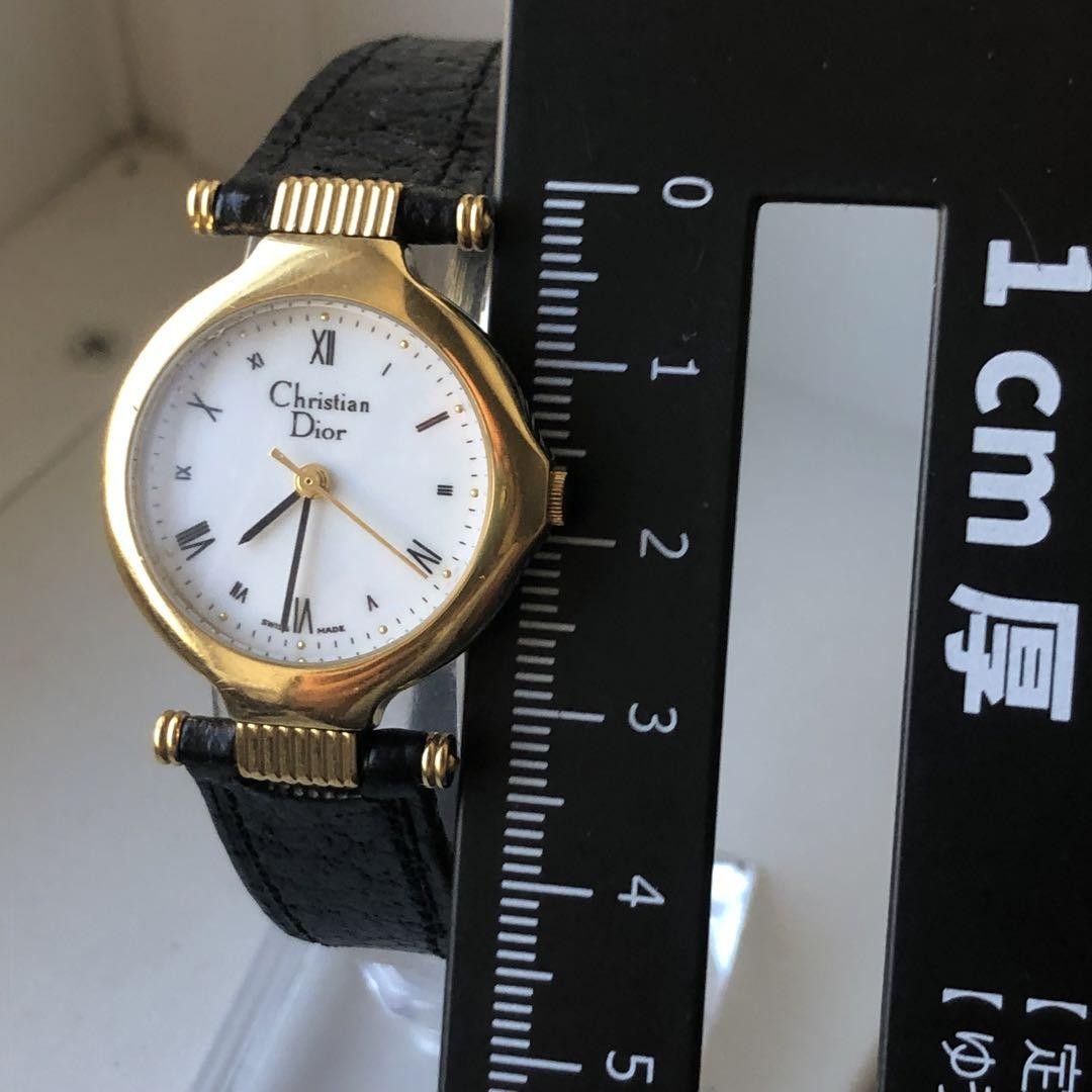 Christian Dior Watch Wristwatch Logo Gold Black Women's Authentic