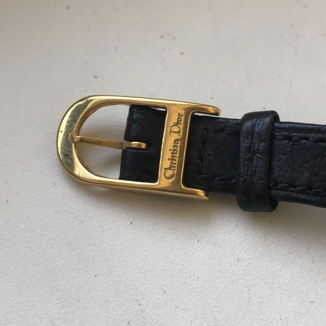 Christian Dior Watch Wristwatch Logo Gold Black Women's Authentic