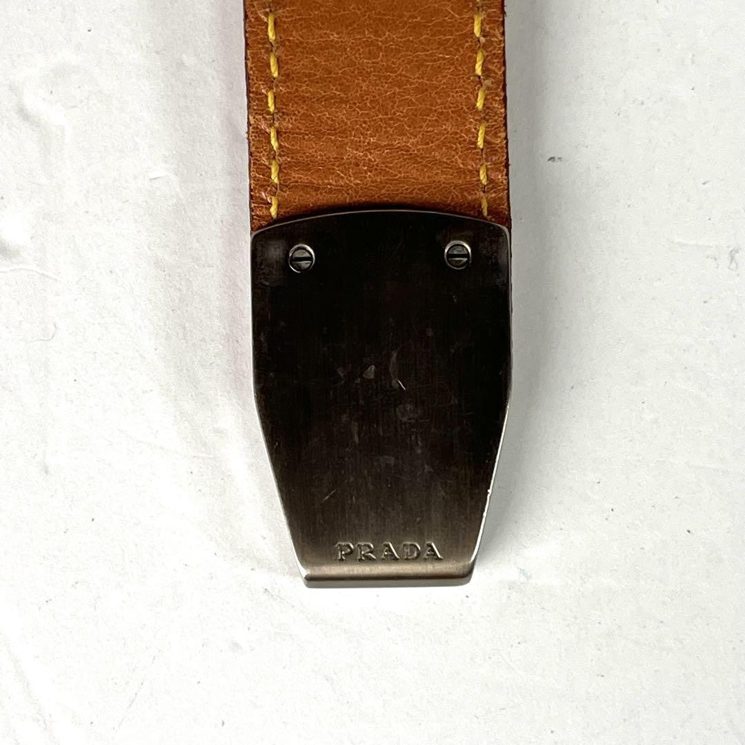 PRADA Shoulder Bag Purse Leather Brown Authentic