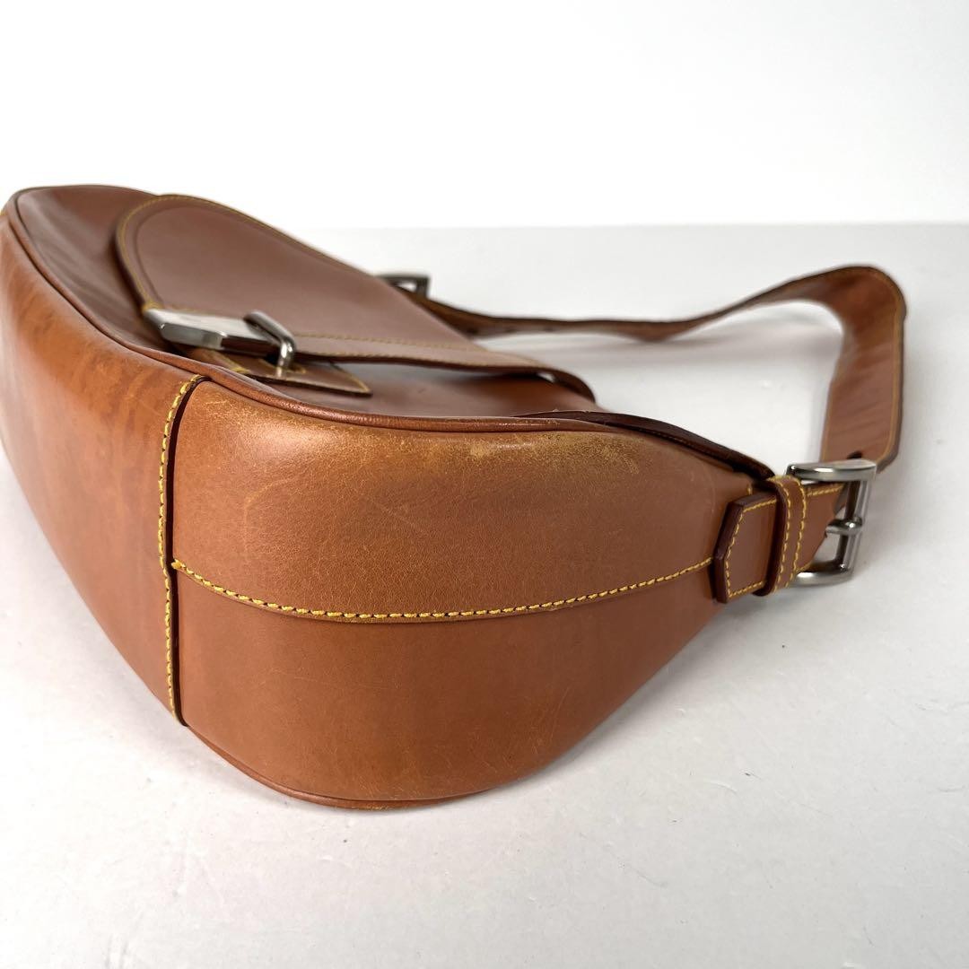 PRADA Shoulder Bag Purse Leather Brown Authentic