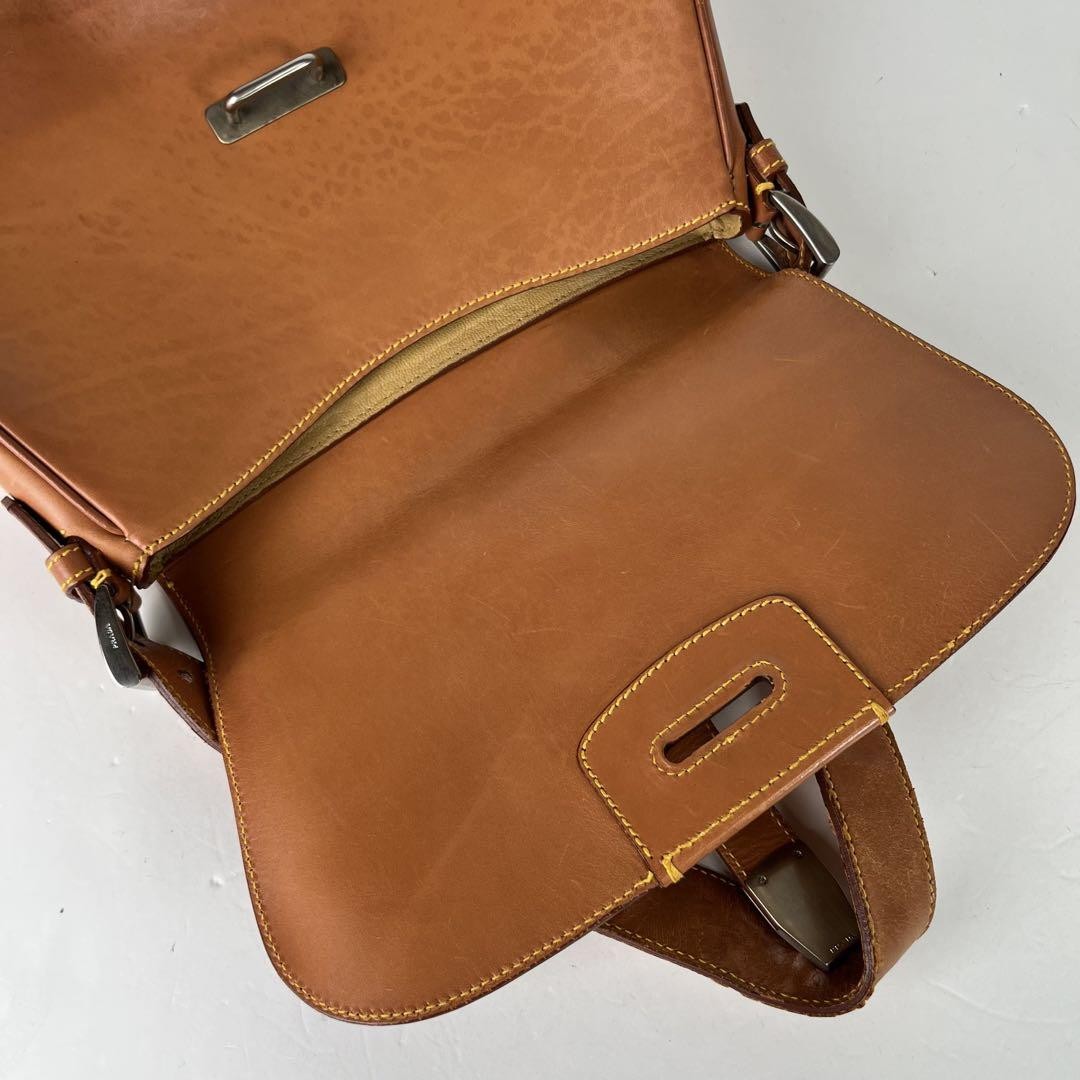 PRADA Shoulder Bag Purse Leather Brown Authentic