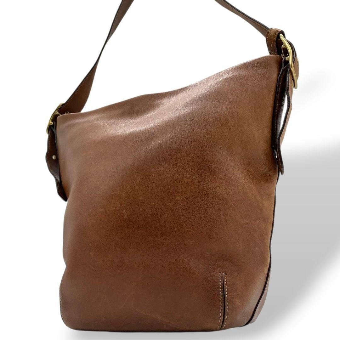 COACH Shoulder Bag Purse 9118 Leather Brown Authentic