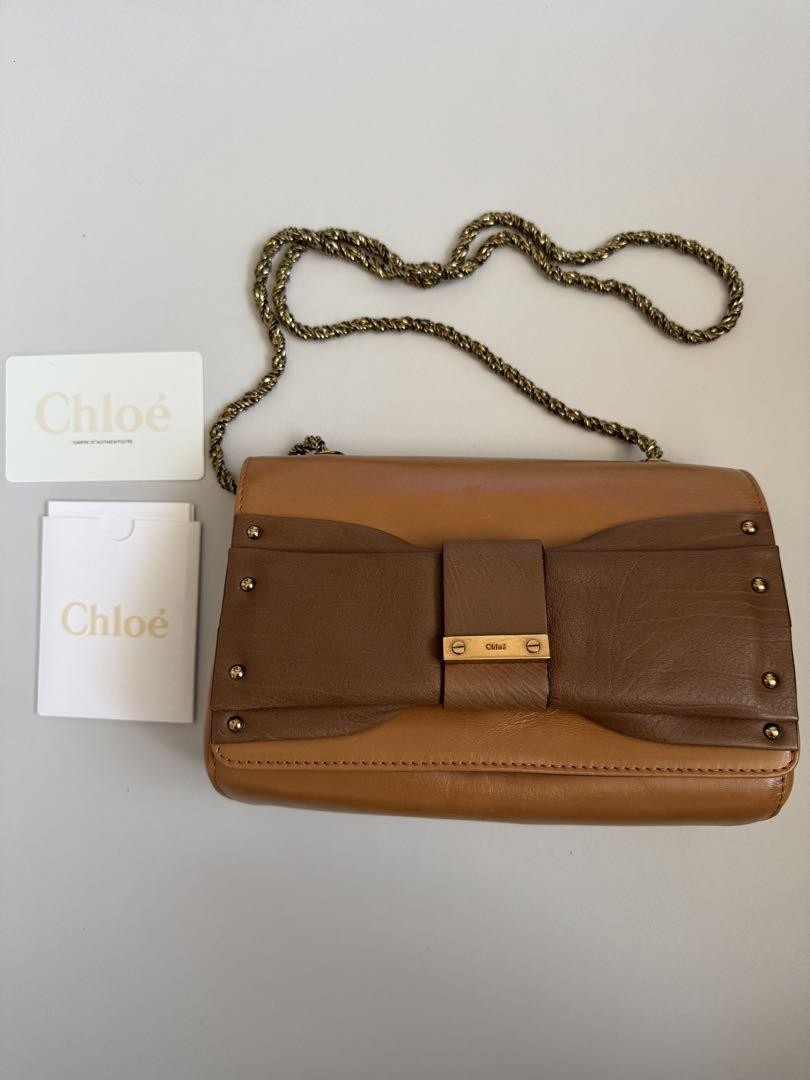 Chloe Shoulder Bag Purse Chain Leather Authentic