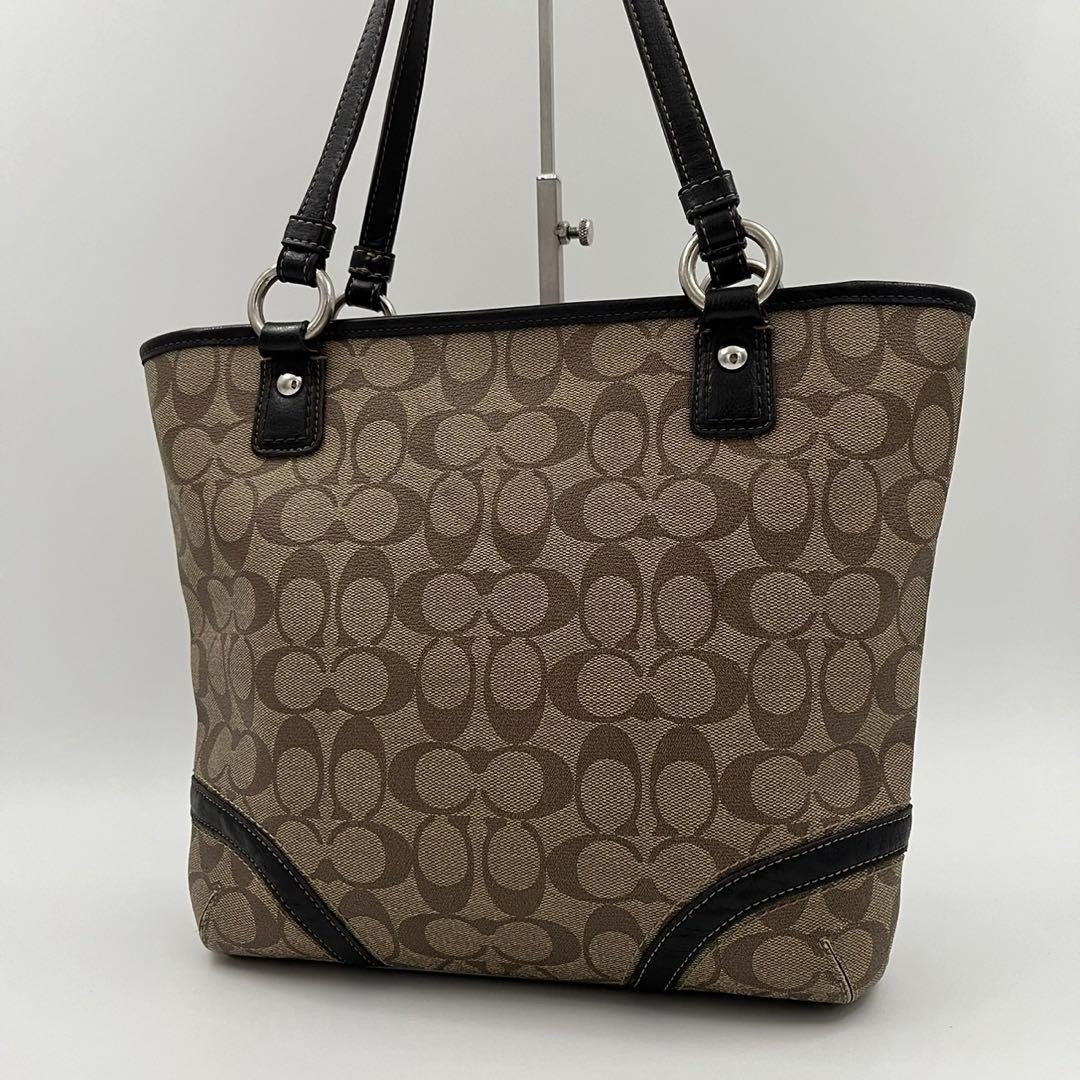 COACH Hand Bag Tote Purse PVC Leather Brown Authentic