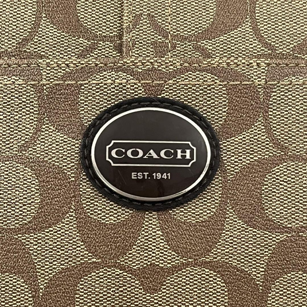 COACH Hand Bag Tote Purse PVC Leather Brown Authentic