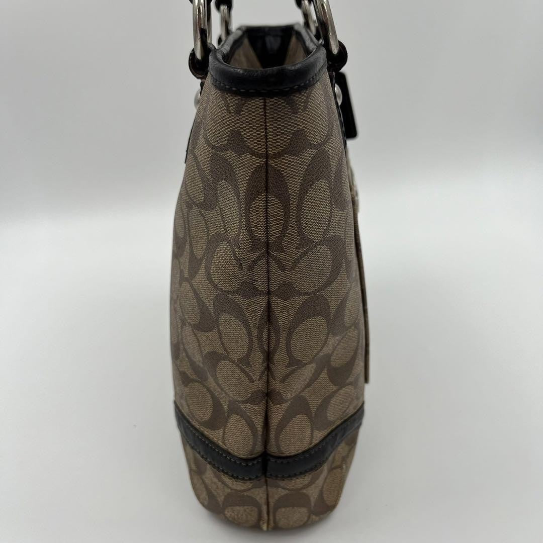 COACH Hand Bag Tote Purse PVC Leather Brown Authentic