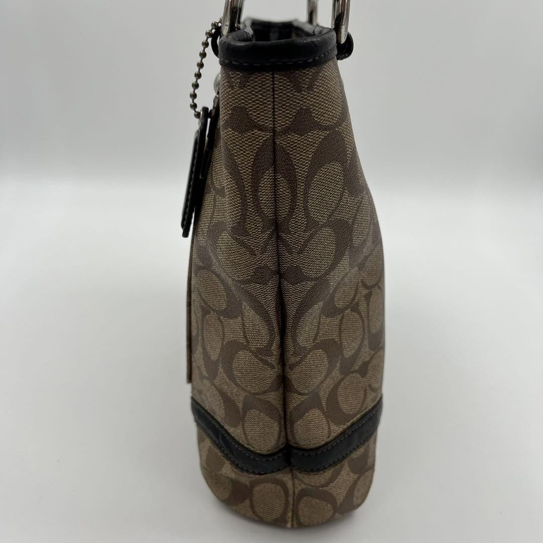 COACH Hand Bag Tote Purse PVC Leather Brown Authentic