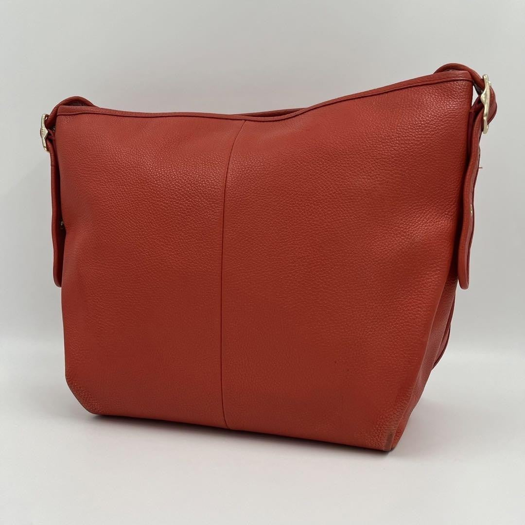 COACH Shoulder Bag Purse Leather Orange Authentic