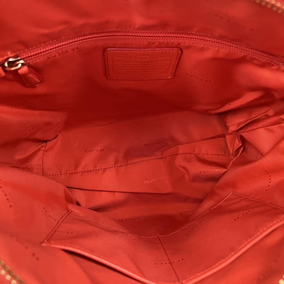COACH Shoulder Bag Purse Leather Orange Authentic