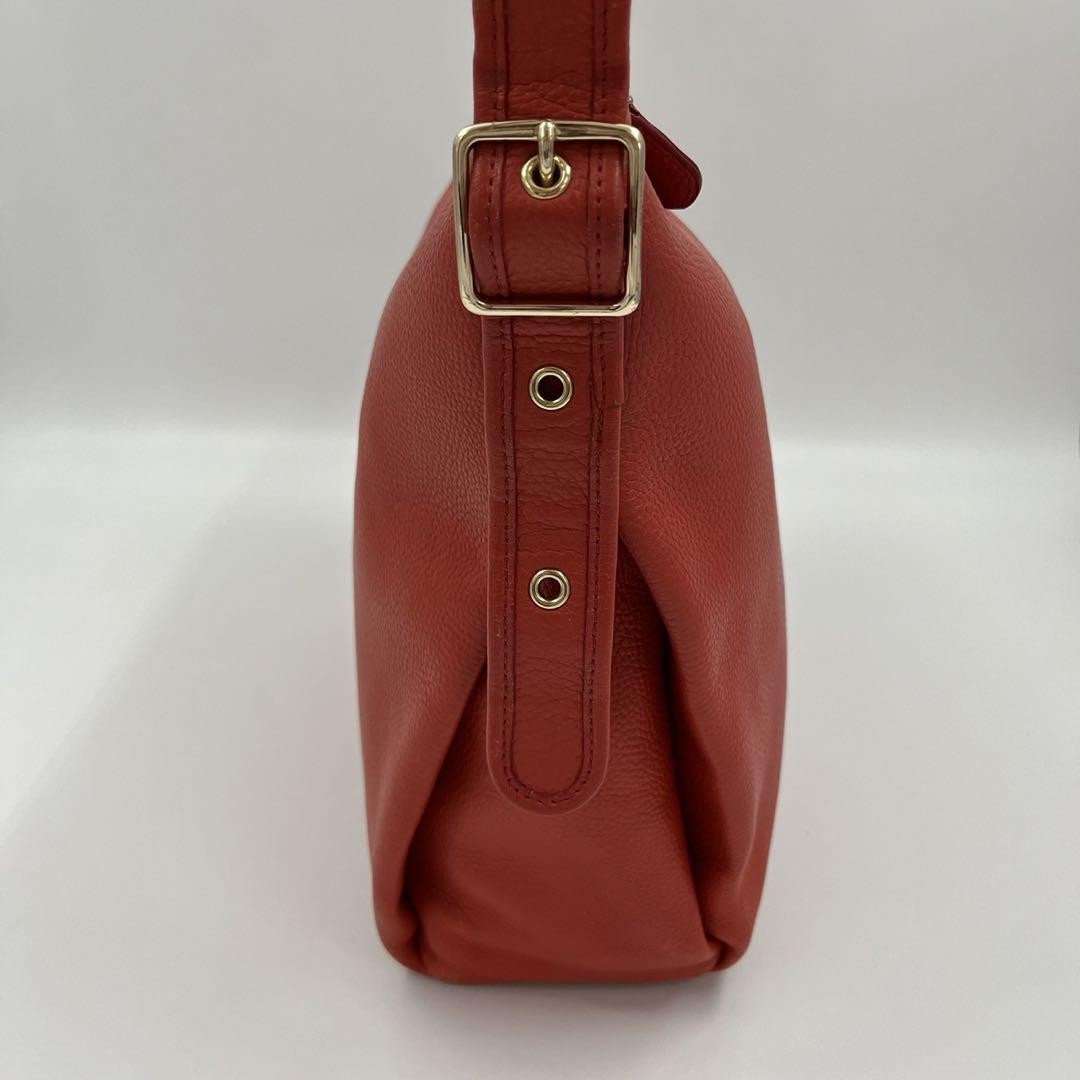 COACH Shoulder Bag Purse Leather Orange Authentic