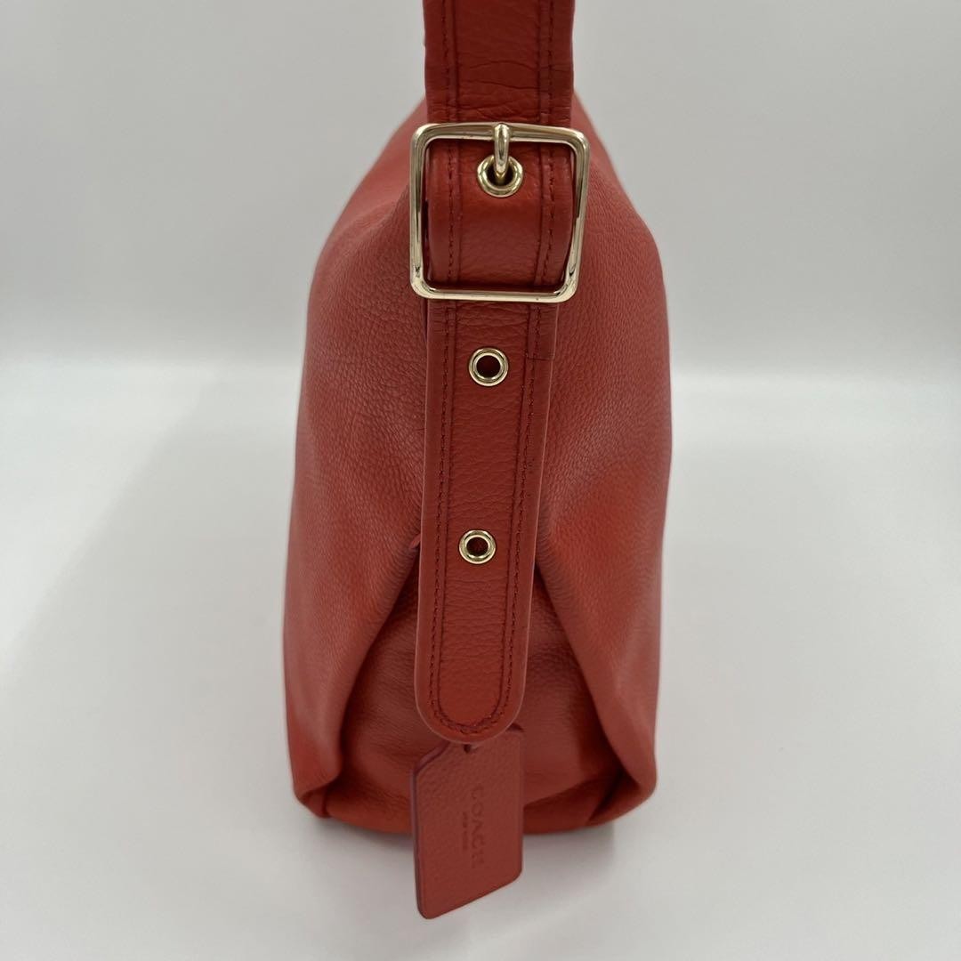 COACH Shoulder Bag Purse Leather Orange Authentic