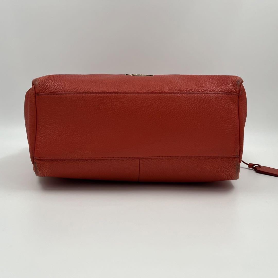 COACH Shoulder Bag Purse Leather Orange Authentic