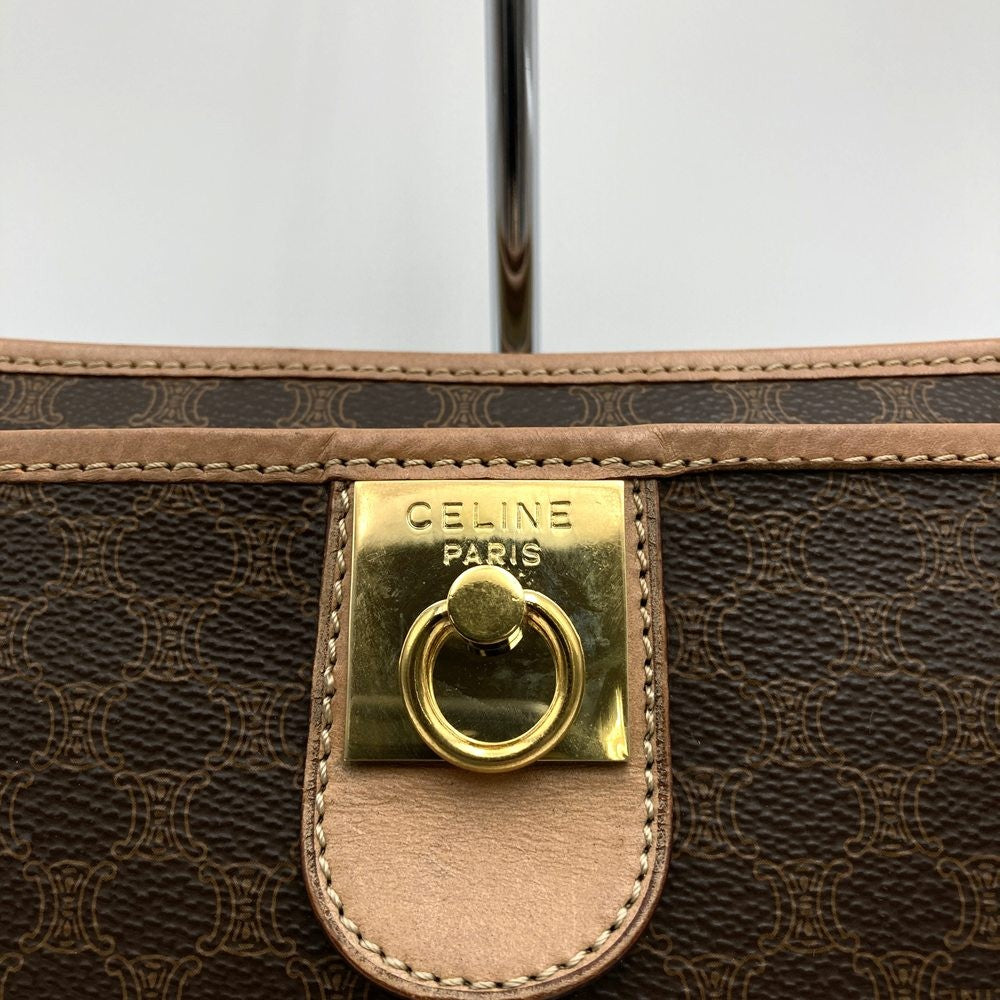 CELINE Clutch Bag Second Bag Macadam PVC Leather Brown Authentic
