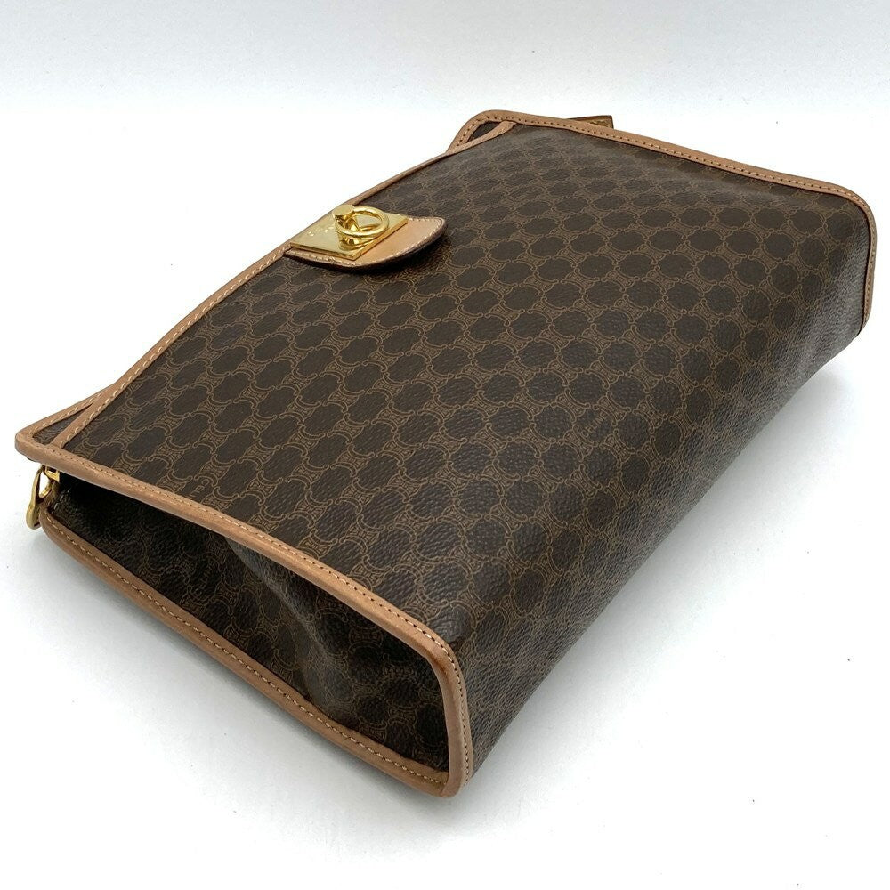 CELINE Clutch Bag Second Bag Macadam PVC Leather Brown Authentic