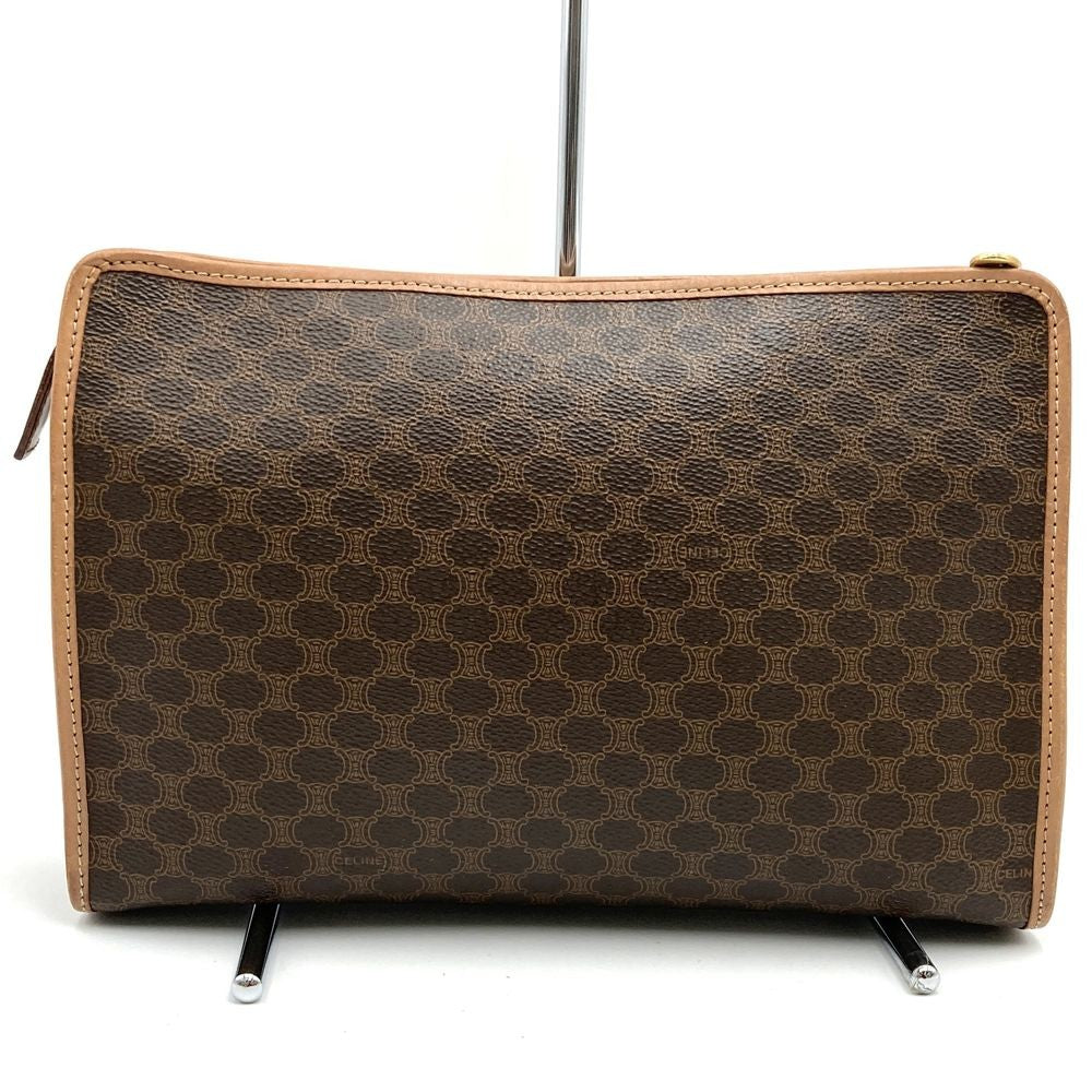 CELINE Clutch Bag Second Bag Macadam PVC Leather Brown Authentic