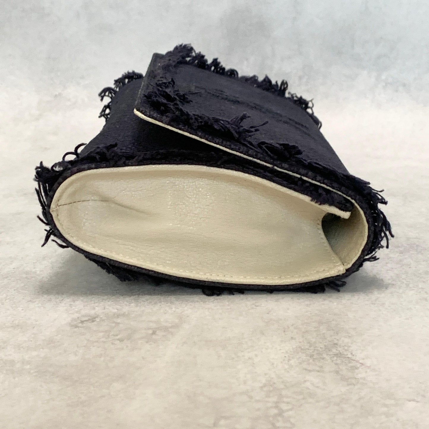 Saint Laurent Cassandra YSL Clutch Bag Purse Handbag Canvas Leather Navy Auth
