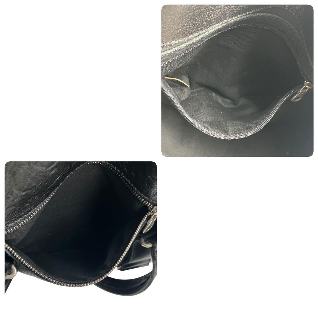 Chloe Hand Bag Tote Bag Logo Leather Black Silver Used Unisex Authentic