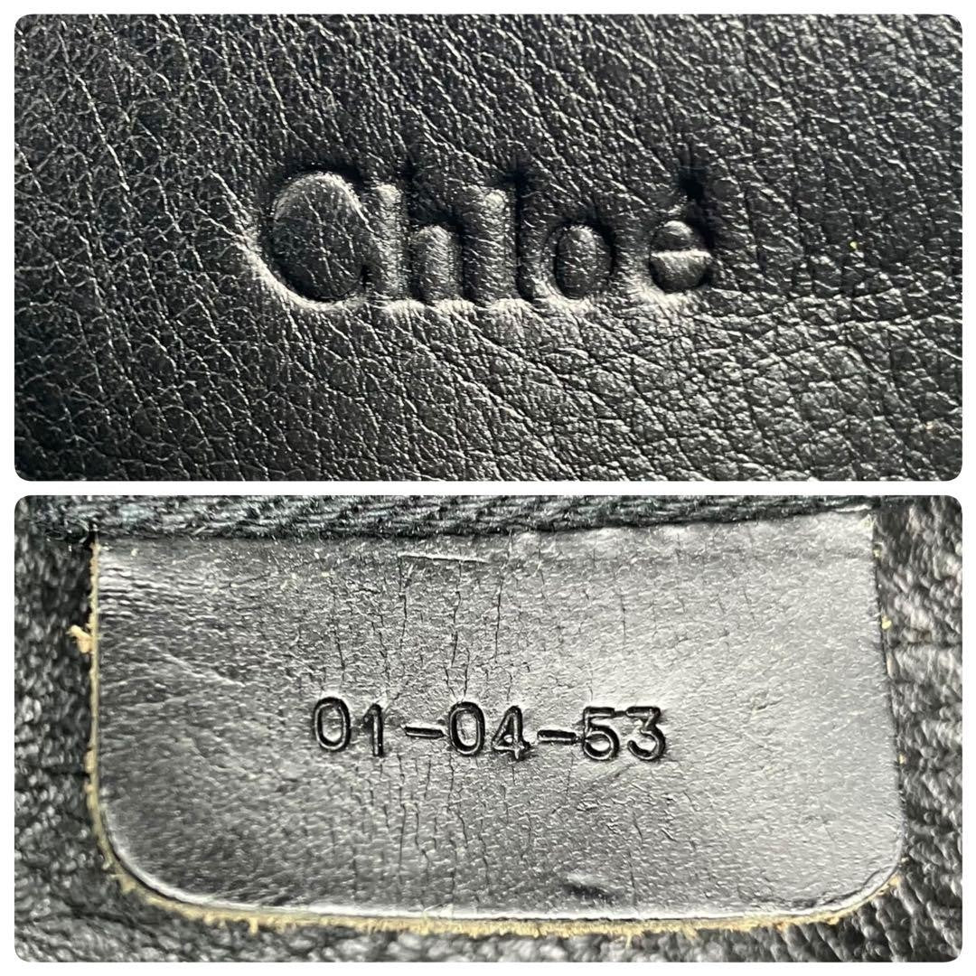 Chloe Hand Bag Tote Bag Logo Leather Black Silver Used Unisex Authentic