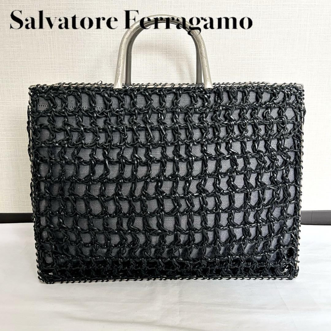 Salvatore Ferragamo handbag Tote Purse Black Women's Used Authentic