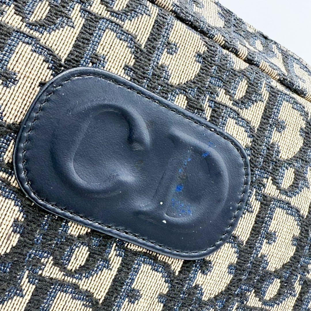 Christian Dior Shoulder Bag Purse 2way Trotter Canvas Leather Navy Beige Auth