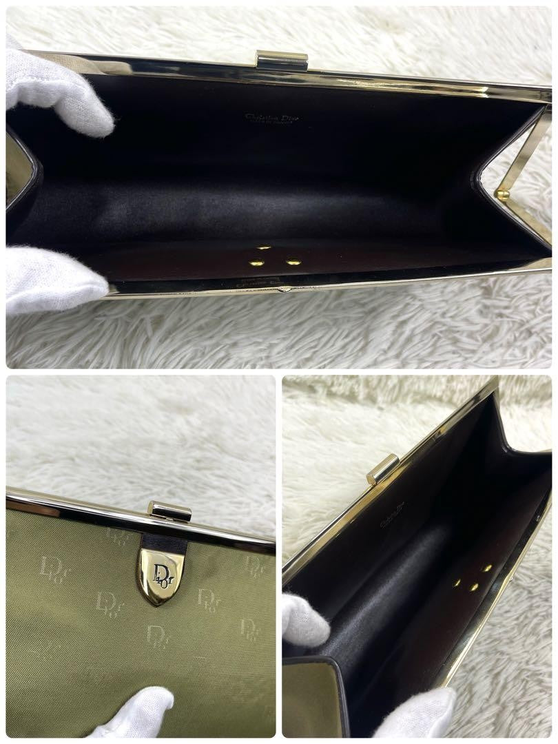 Christian Dior Clutch Bag Second Bag Trotter Nylon Khaki Authentic