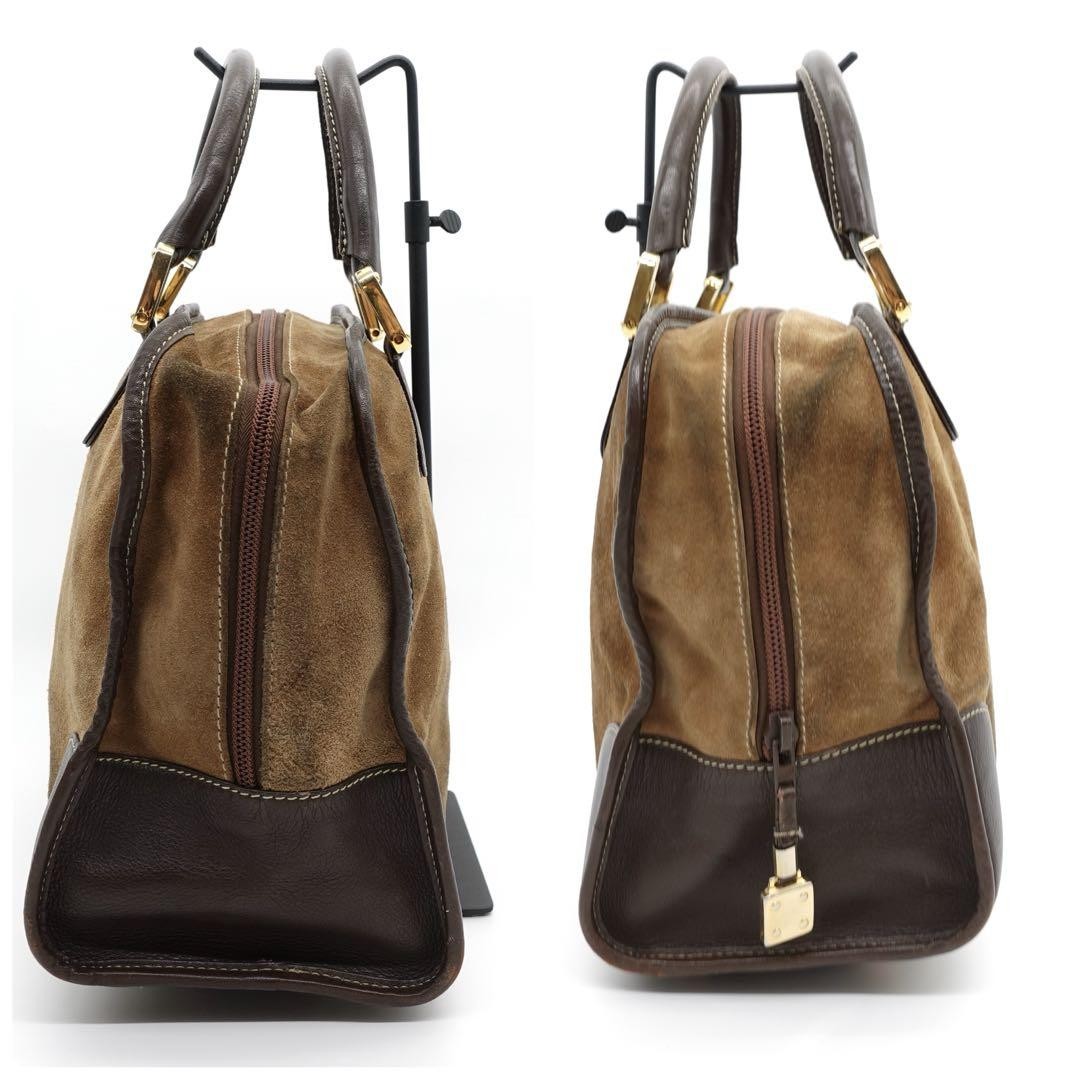 LOEWE Bag Anagram Hand Tote Purse Leather Suede Beige Brown Gold Vntage