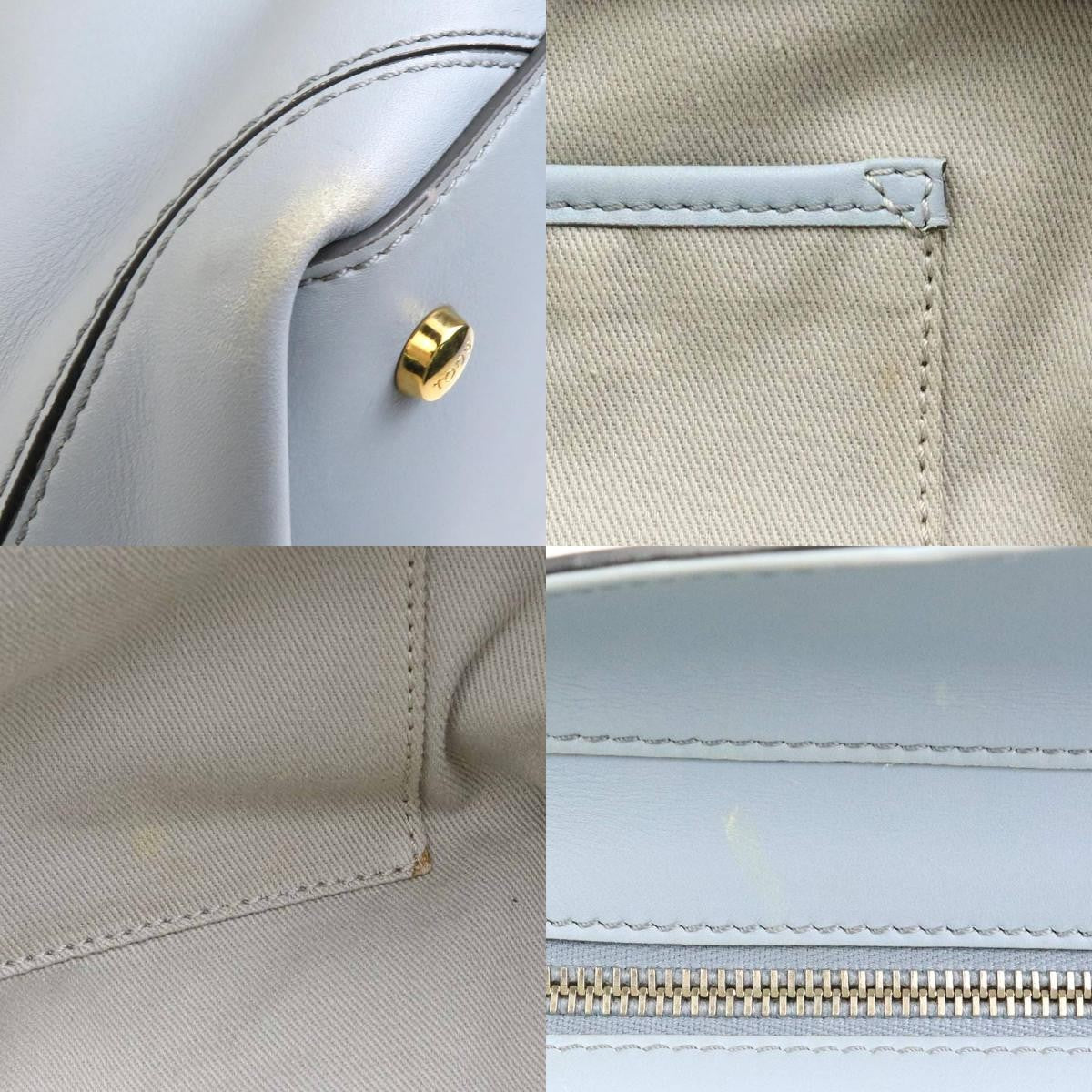 TOD'S Hand Bag Tote Purse Leather Light Blue Authentic