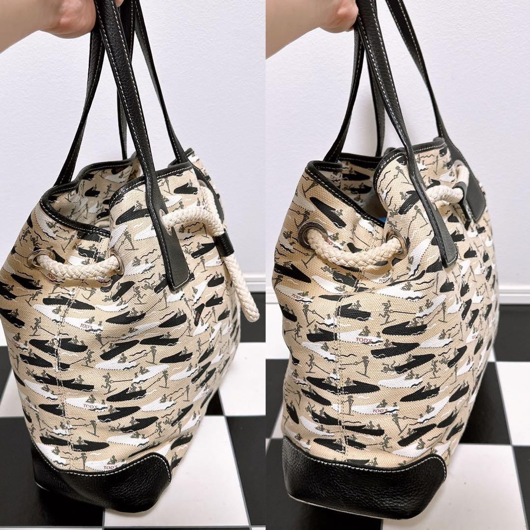 TOD'S Hand Bag Tote Purse Leather Multicolor Authentic