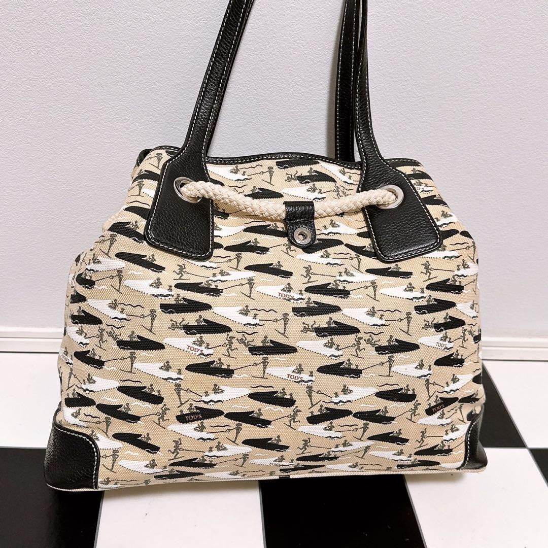 TOD'S Hand Bag Tote Purse Leather Multicolor Authentic