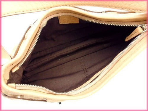 TOD'S Shoulder Bag Purse Beige Authentic