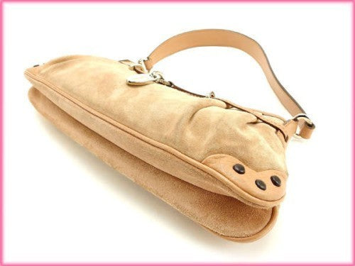 TOD'S Shoulder Bag Purse Beige Authentic