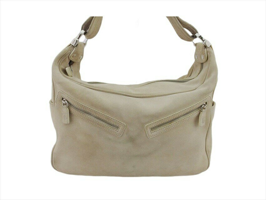 TOD'S Shoulder Bag Purse Beige Authentic