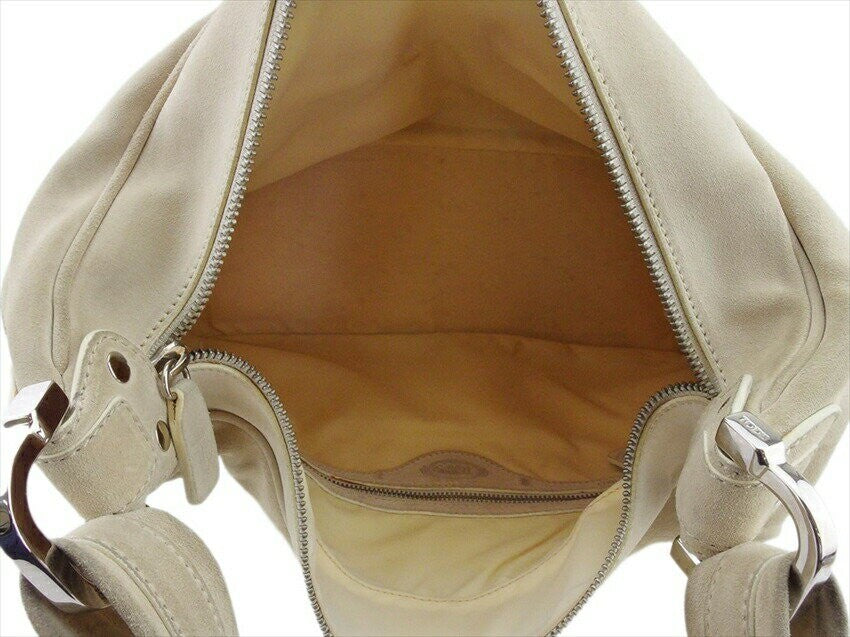 TOD'S Shoulder Bag Purse Beige Authentic