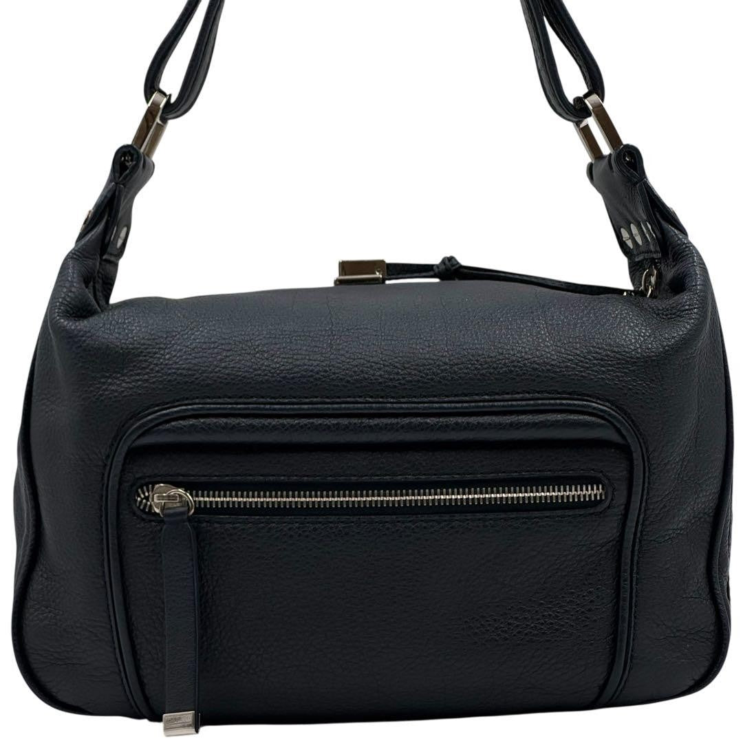 TOD'S Hand Bag Tote Purse Leather Navy Authentic