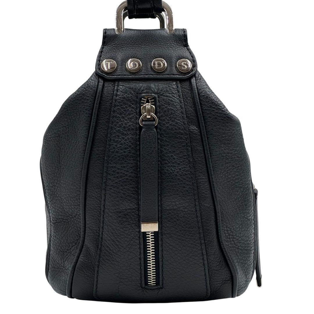 TOD'S Hand Bag Tote Purse Leather Navy Authentic