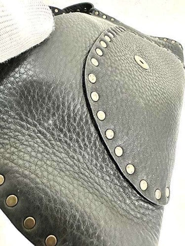 CELINE Shoulder Bag Purse Leather Black Authentic