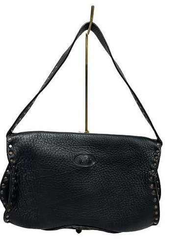 CELINE Shoulder Bag Purse Leather Black Authentic