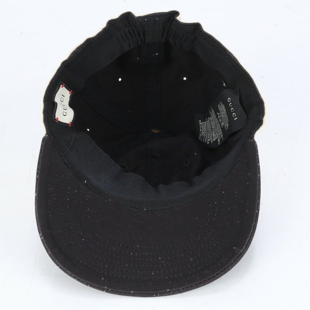 Gucci Hat Cap Baseball Cap Logo Headband Black Beige Unisex Size L Authentic