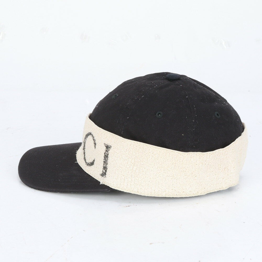 Gucci Hat Cap Baseball Cap Logo Headband Black Beige Unisex Size L Authentic